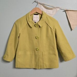 Kate Spade Chartreuse Yellow Green Classic Short Swing Capr Jacket Coat Size 2